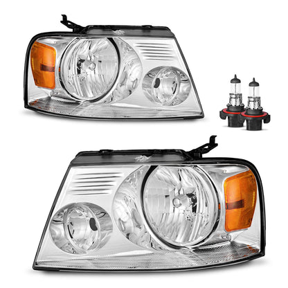 Vizotae Headlights for 2004-2008 Ford F150, for 2006-2008 Lincoln Mark LT Halogen Headlamp Replacement, High/Low Beam W/Bulbs, Driver & Passenger Side
