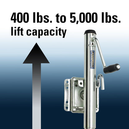 Fulton XP10 0101 Utility Trailer Jack, Side Mount, 1,200 lbs. Lift Capacity, Sidewind, Bolt-On, 10 Inch Travel