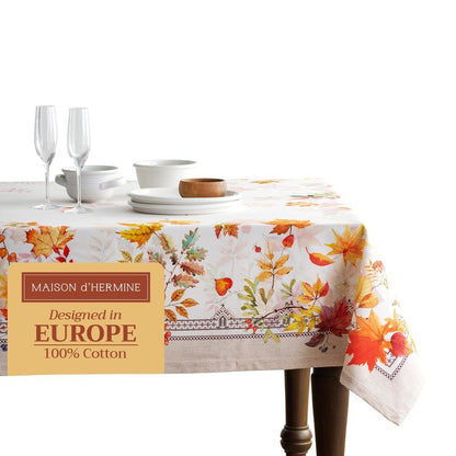 Maison d' Hermine Table Cloth Rectangle Table 100% Cotton 70 x 140 Inches Fall Tablecloth Reusable Everyday Use for Thanksgiving Christmas Decorations Dining Farmhouse Party (Amarante)