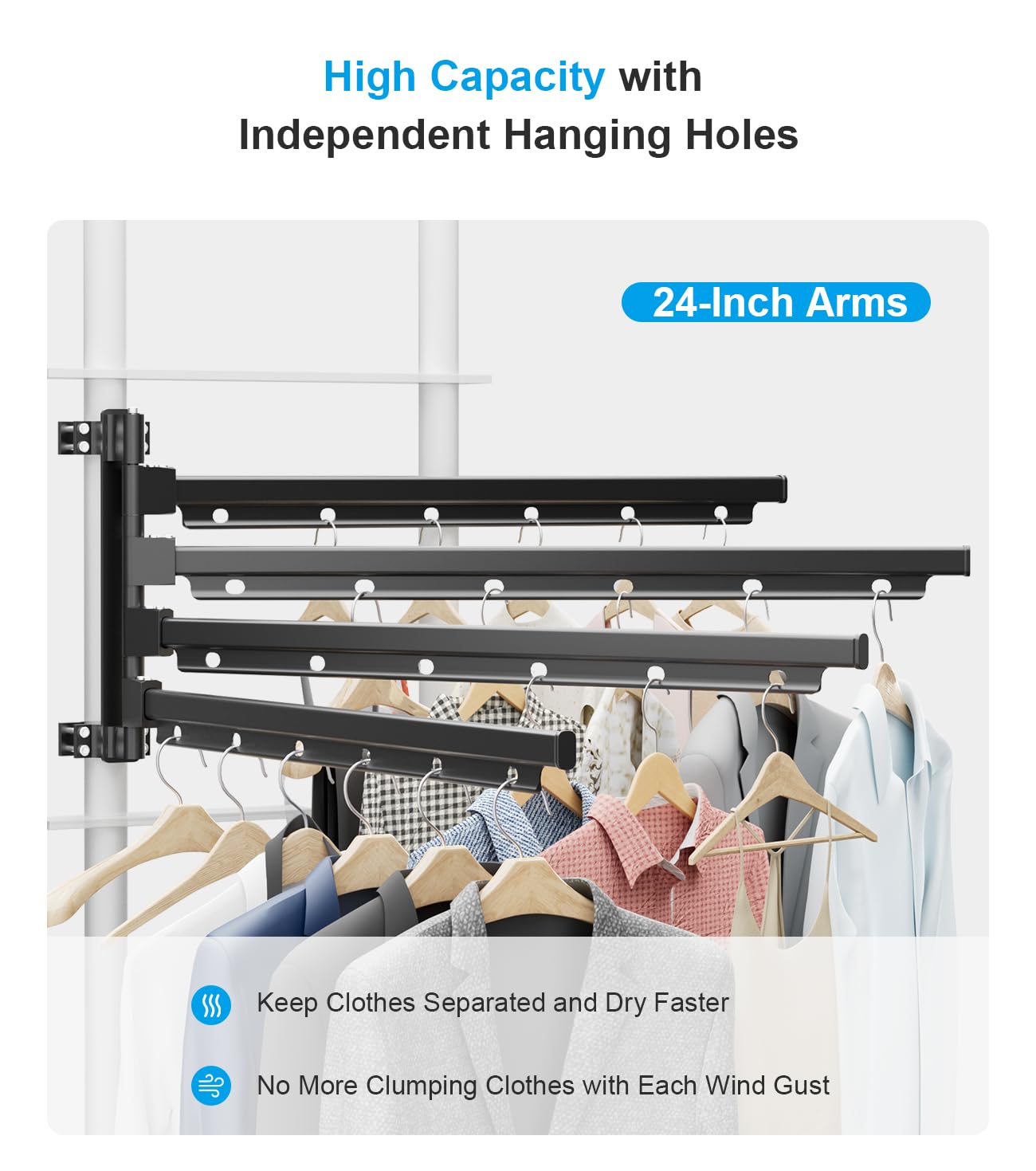 Safoner RV Clothes Drying Rack Ladder Mounted + RV Aluminum Fold-Down Wall Shelf