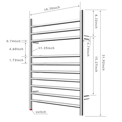 HEATGENE Towel Warmer Wall-Mounted Hardwired Heated Towel Rack Hot Towel Bar Brushed