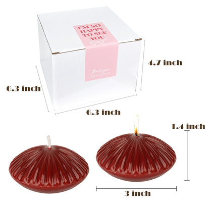 LPUSA 10 Hour Burgundy Floating Candles Large 3"，Unscented Romantic Tealight Ribbed Candles for Cylinder Vases，Centerpieces at Wedding, Party, Pool, Holidays, Set of 12