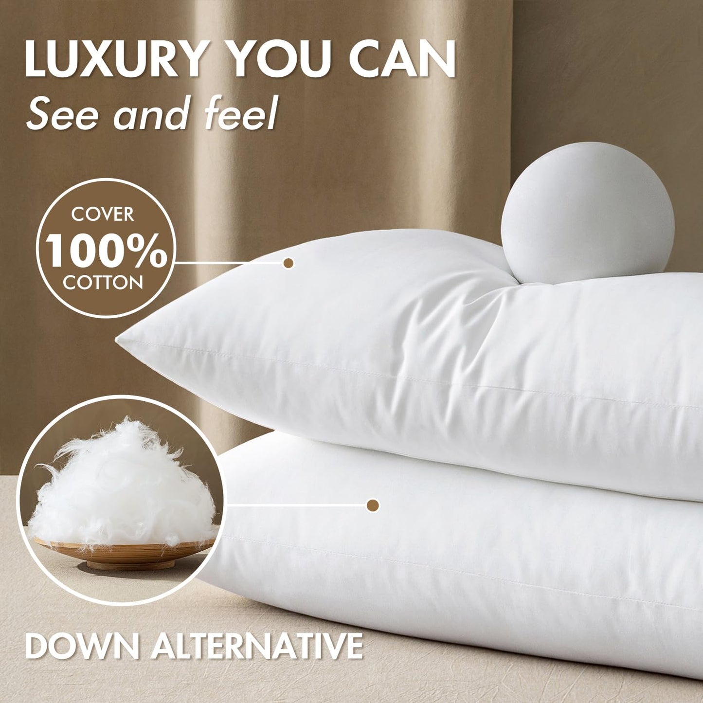 MIULEE 24x24 Down Alternative Pillow Insert Euro Decorative Throw Pillow 24 x 24 Inch Body Bed Sleeping Ultra Soft Fluffy Form for Sofa Couch Bed