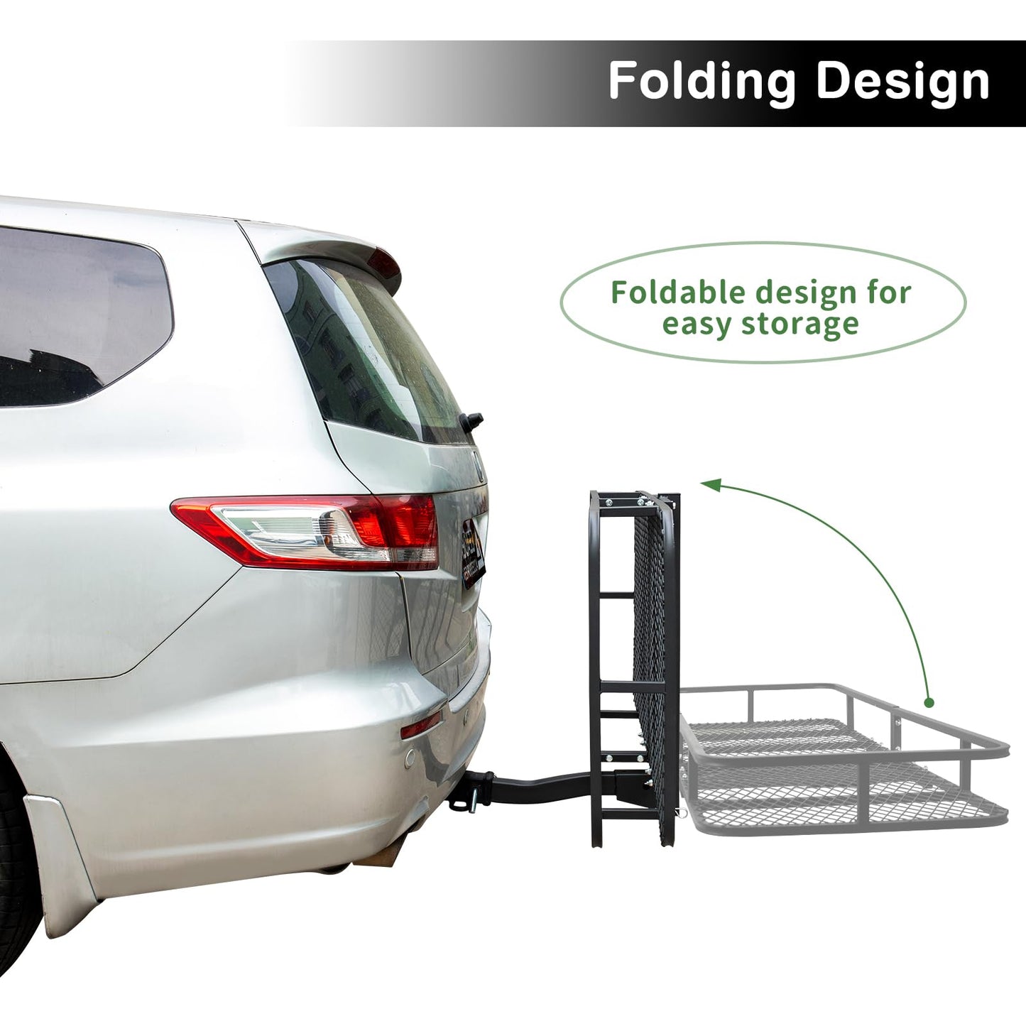 Leader Accessories Trailer Hitch Cargo Carrier Rack, 60"x24"x6" Folding Cargo Carrier Hitch Mount, Vehicle Cargo Basket for SUV, RV, Truck, Van, Fits 2" Receiver 500 lbs Load Capacity