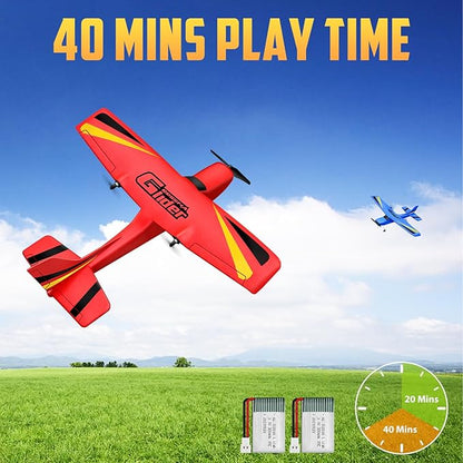 HAWK'S WORK 2 Channel RC Airplane Ready to Fly 2.4GHz Remote Control Plane Easy to Fly Glider for Kids &amp Beginners (Blue)