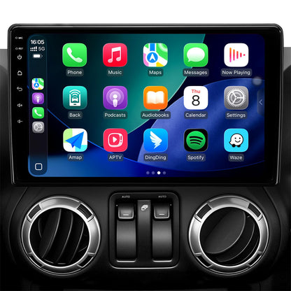 64G Car Radio for Jeep Wrangler JK 2007-2018/Compass/Grand Cherokee, 10.2" Touch Screen Plug and Play Android 13 Head Unit with Carplay/Android Auto/1080P Backup Camera/AM & FM