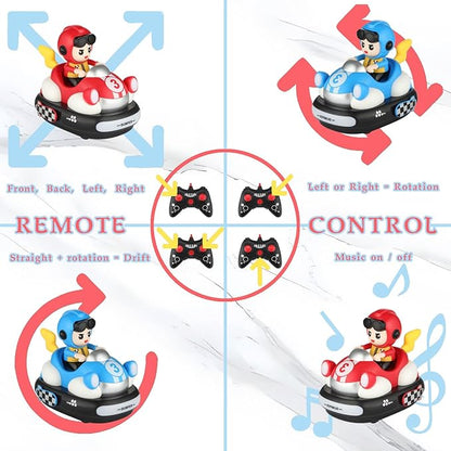 Remote Control Bumper Cars Toy (2 Cars Set) – Rechargeable RC Ejector Vehicles with Music &amp Lights 2-Player Battle Racing Game for Kids Ages 3–8 Birthday Gift