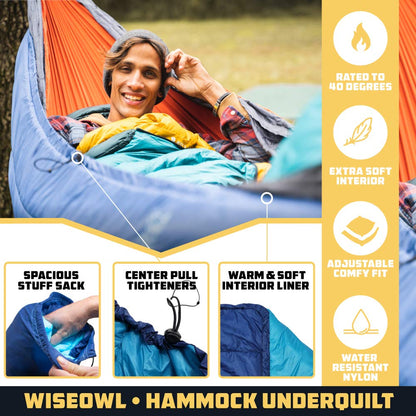 Wise Owl Outfitters Camping Hammock and Hammock Underquilt - Double Hammock with Underquilt, Camping Accessories for Camping, Hiking, and Backpacking