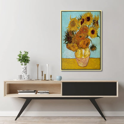 Wieco Art Framed Wall Art Canvas Prints of Sunflower by Vincent Van Gogh Paintings Reproduction Abstract Wall Decorations for Living Room Golden Frame