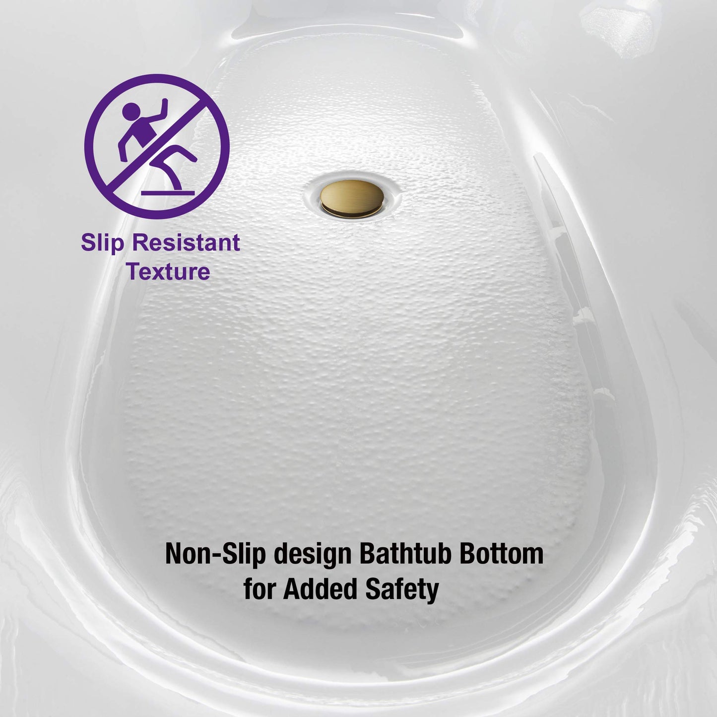WOODBRIDGE 71"Freestanding White Acylic Soaking Bathtub with Brushed Gold Drain and Overflow,BTA1517 -BG-Drain &O