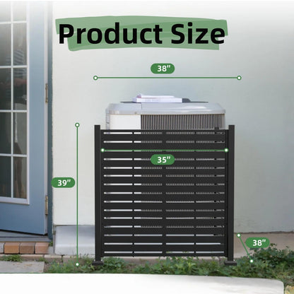 Trygoal Air Conditioner Fence Panels, 38" W x 39" H Pool Equipment Enclosure, Fence to Hide Trash Cans, Outdoor AC Unit Hider, Horizontal HDPE Privacy Fence, Outdoor Privacy Screens, Black