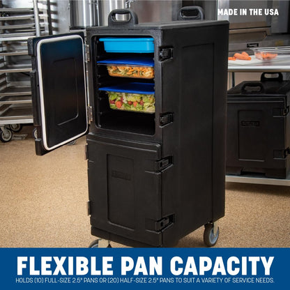 Carlisle FoodService Products Cateraide Insulated Front Loading Food Pan Carrier with Casters for Catering, Events, and Restaurants, Plastic, 10 Pans, Black