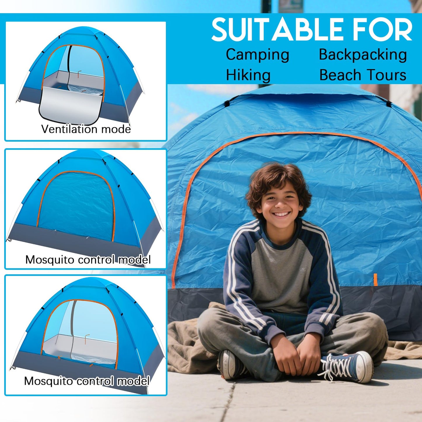Wowangce 5 Pcs 15/10/5 Pack Camping Tents for Homeless Bulk 2 Person Pop up Homeless Backpacking Supplies Adult Waterproof Instant Easy Setup Tent for Hiking Outdoor Travel Camping Donation (Blue)