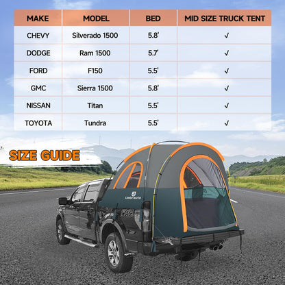 Truck Bed Tent 5.5-6ft: Easy Set Up Umburato Pickup Truck Tents for Camping, Waterproof PU3000mm Canopy for Truck Camper, Portable, Spacious for 2 Person Green