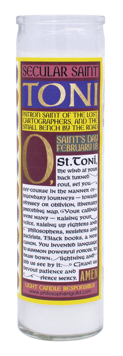 The Unemployed Philosophers Guild Toni Morrison Secular Saint Candle - Unscented 8 Inch Tall Glass Prayer Votive, Made in the USA, Vegetarian Wax