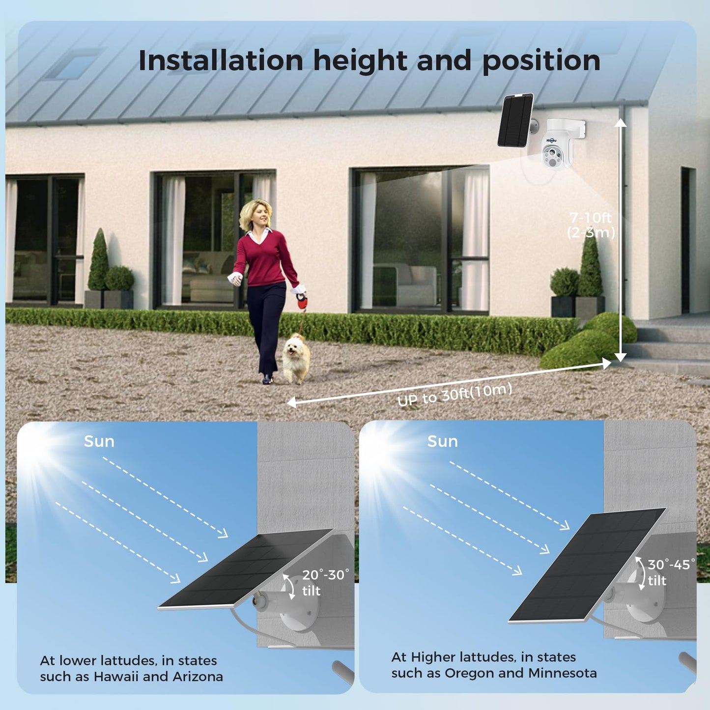 Hiseeu Solar Security Camera, 2PCS 4MP Wireless WiFi Camera Outdoor, PTZ 360° View, PIR Motion Detection, Color Night Vision, IP66, 2-Way Audio, 2.4G WiFi, No Monthly Fee