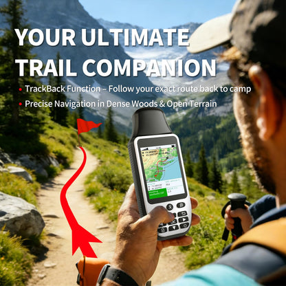 S190 Handheld GPS Navigator, Rugged Handheld GPS for Hiking with 3-Axis Compass, 3.2" Color Display, Handheld GPS with Preloaded USA Topo Maps, 64GB Memory and Extra Battery Life