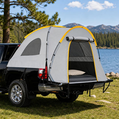Waterproof Double Layer Truck Bed Tent for 2 Person, Fits Most 5 to 8.2 ft Pickup Beds, PU3000 Oxford Camping Tent with Rainfly, Easy Setup Portable Truck Tent, Medium