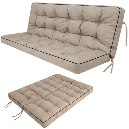 Zacammy Swing Replacement Seat Cushions, 2-3 Seater Bench Cushions for Outdoor Furnitur with Backrest, Garden Recliner Seat Cushions Waterproof Sofa Pads (Khaki, 55x40in)