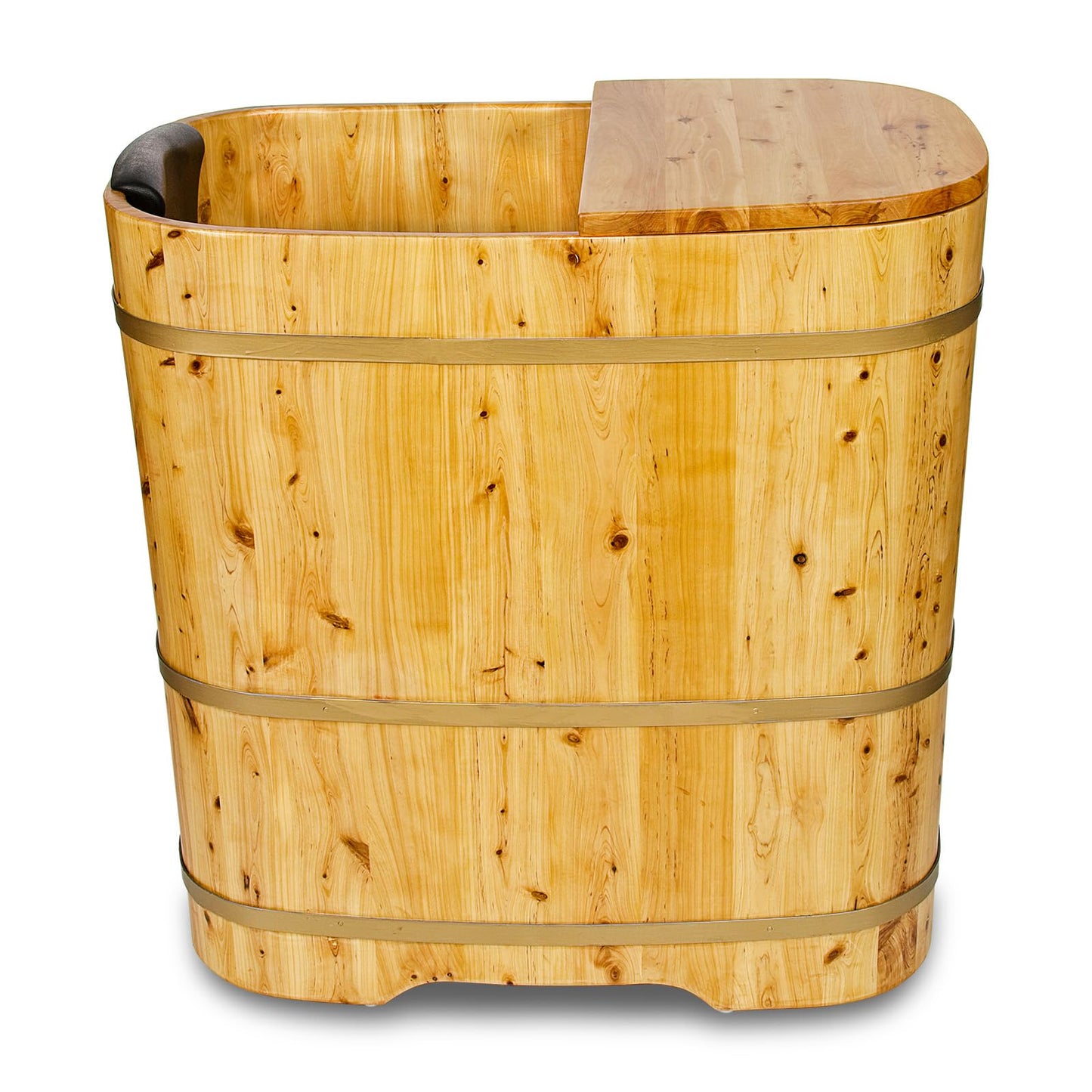 With Lid Japanese Soaking Tub Handcrafted Cedar Freestanding Wooden Bathtub Deep Soaking Tub Small Bathroom Tub Space Saving and Easy to Move STB03901 34” Hot Tub