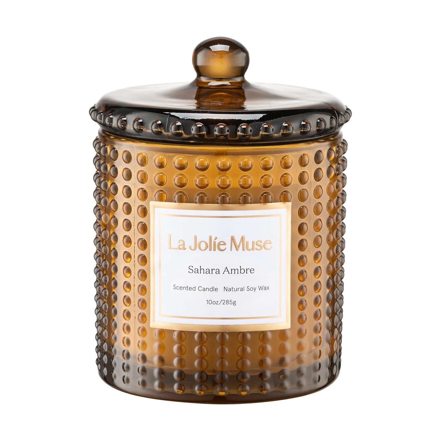 LA JOLIE MUSE Sahara Amber Scented Candles for Home | Non Toxic Natural Soy | Luxury Decorative Large Jar Candle | Gifts for Women & Men | Bergamot Musk | 55 Hrs