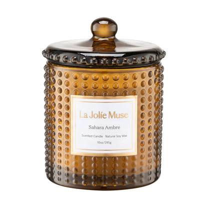 LA JOLIE MUSE Sahara Amber Scented Candles for Home | Non Toxic Natural Soy | Luxury Decorative Large Jar Candle | Gifts for Women & Men | Bergamot Musk | 55 Hrs