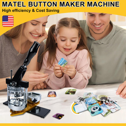 MK.Bear Fridge Magnet Button Maker Machine, 50mm/1.97 in Square Button Maker Kit for Refrigerator Magnet, DIY Pin Maker Badge Press Machine with 100 Sets Button Supplies