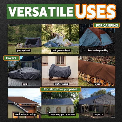 RAINDEWAY 12x30 Feet Super Heavy Duty Tarp 18 Mil, UV Resistant, Weatherproof, Multipurpose Waterproof Poly Tarp with Grommets and Reinforced Edges, Brown/Gray Tarps