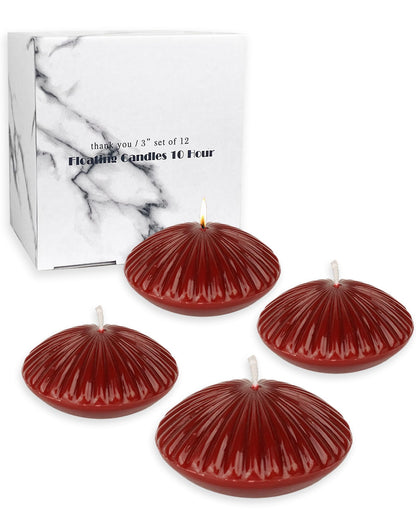 MAITREYA Red Large Floating Candles 3 Inch,Unscented Classic for Weddings,Parties,Special Occasions and Home Decorations,Set of 12