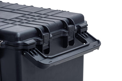 MEIJIA Portable Rolling Waterproof Protective Case,Hard Compact Case With Retractable Pull Handle And Wheels,Customizable Fit Foam Inserted,Elegant Black, 31.02" X19.41" X17.71"
