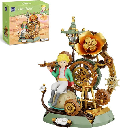 PANTASY The Little Prince – Starry Journey Building Set Vintage Mechanical Pocket Watch-Inspired Model with Gears Telescope &amp Golden Rose Collectible Display Toy with Exclusive Prince Figure