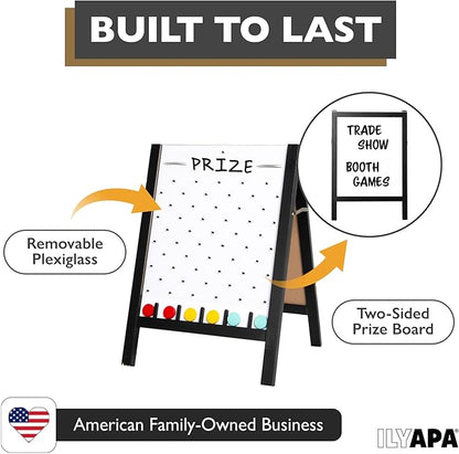Ilyapa Board - Large Portable Prize Drop Game for Events and Trade Show - 21 x 30 Inch Double Sided - Wooden A-Frame Whiteboard Sign Eraser