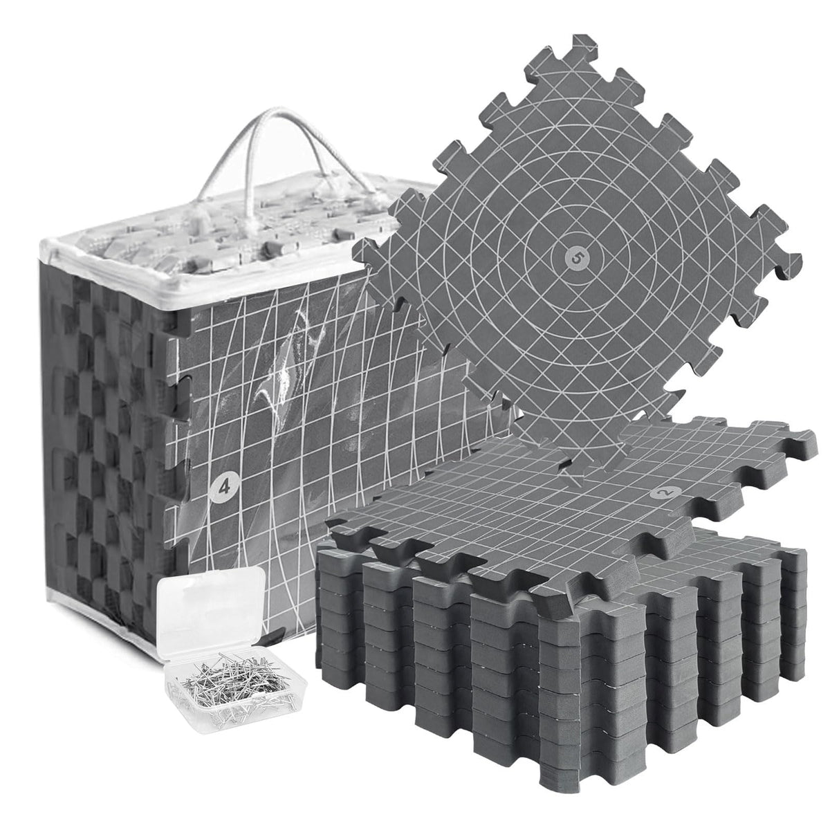 Blocking Mats for Knitting & Crochet: Upgraded Knitting Blocking Mat Double-Sided Design with 150 T-Pins and Storage Bag