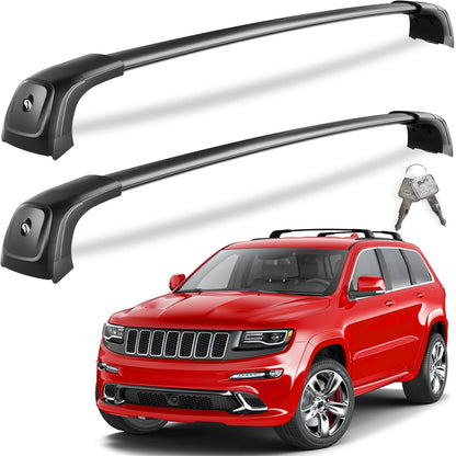 KINGGERI 330lbs Lockable Roof Racks Cross Bars Fit for Jeep Grand Cherokee Altitude & SRT & Trackhawk with Roof Black Moldings 2011-2022, Anti-Theft Aluminum Rails Crossbars Cargo Luggage