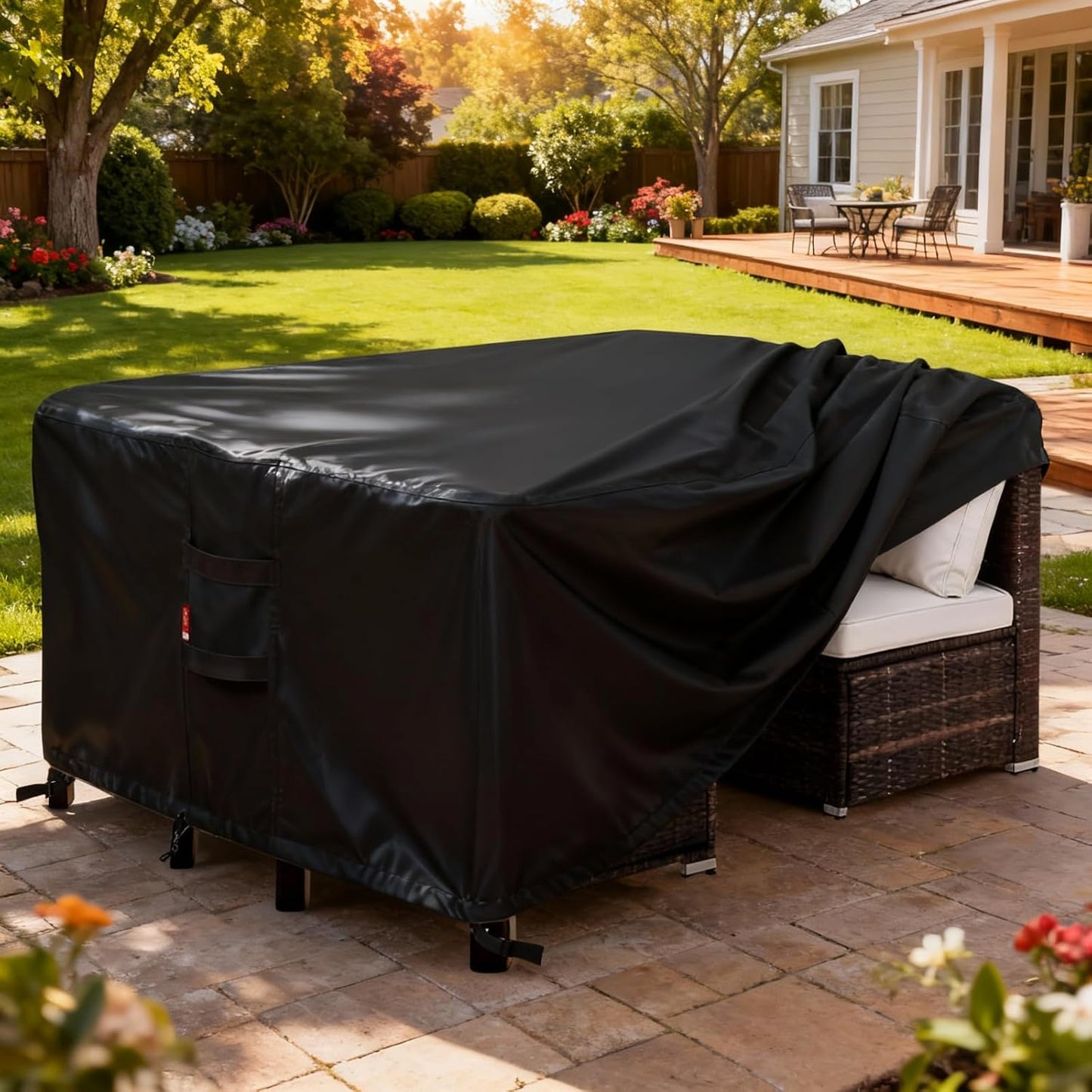 SheeChung Outdoor Furniture Cover - Waterproof Square 74" L x 74" W x 28" H - Durable Patio Protection