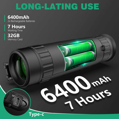 Night Vision Monocular 35mm 384x288 (50 Hz) Thermal Imaging Monoculars, 4X Digital Zoom, Detection 3620yd, 5 Mode, 7H+, No-Shutter Tech WiFi Heat Vision Infrared Imager for Hunting Camping