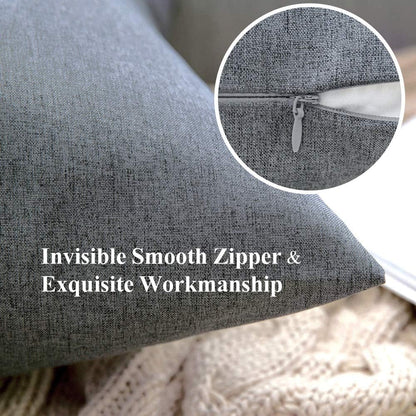 MIULEE Decorative Outdoor Throw Pillow Covers - Waterproof Faux Linen Cushion Cases | 26x26 Inch Dark Grey (Pack of 2)