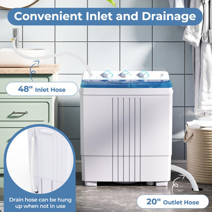 Giantex Washing Machine, 20Lbs Capacity, Washer and Spinner Combo, Portable Compact Twin Tub 12Lbs Washing and 8Lbs Spinning, Inlet and Drain Hose, Laundry Washer for Apartment RV Dorm