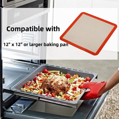 Square Silicone Baking Mats for 12 Inch Cake Pan/12x12 Cheesecake Pan/Toaster Oven/XL Air Fryer, 11.75"Square Food Grade Silicone Mat for Baking Sheet for Cake/Pastry/Torte/Pie, Non-Stick&Reusable2PCS