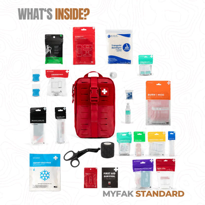 MY MEDIC MyFAK Standard IFAK First Aid Kit & Medic Kit - HSA FSA Items - Built in USA - Medical Supplies & First Aid Essentials for Home, Auto & Family Emergency Preparedness - Family Medical Bag, Red