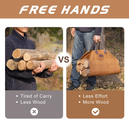 Bundle of Firewood Carrier, and 16.5" Firebacks for Fireplace, Steel Fireplace Back Plates with Feet