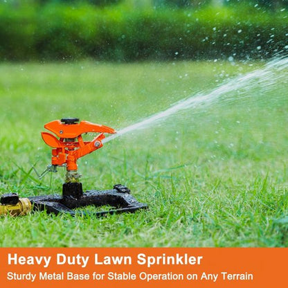 FANHAO Heavy Duty Pulsating Impact Sprinkler - 360° Rotating Lawn Irrigation System | Covers Up to 5,800 Sq. Ft