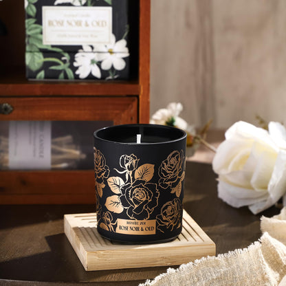 ROMIIE ZOI Scented Candle - Rose Noir & Oud- 6oz Aromatherapy Soy Wax Jar Candle for Home, Gifts for Women - 170g