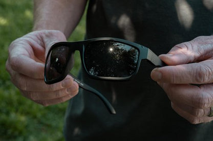 EDGE Defiance Z87 Wayfarer Safety Sunglasses (Matte Black, Polarized Smoke Vapor Shield), Polarized Vapor Shield Anti-Fog Z87 Tinted Safety Glasses, Shatter Resistant, ANSI Compliant Men's Sunglasses