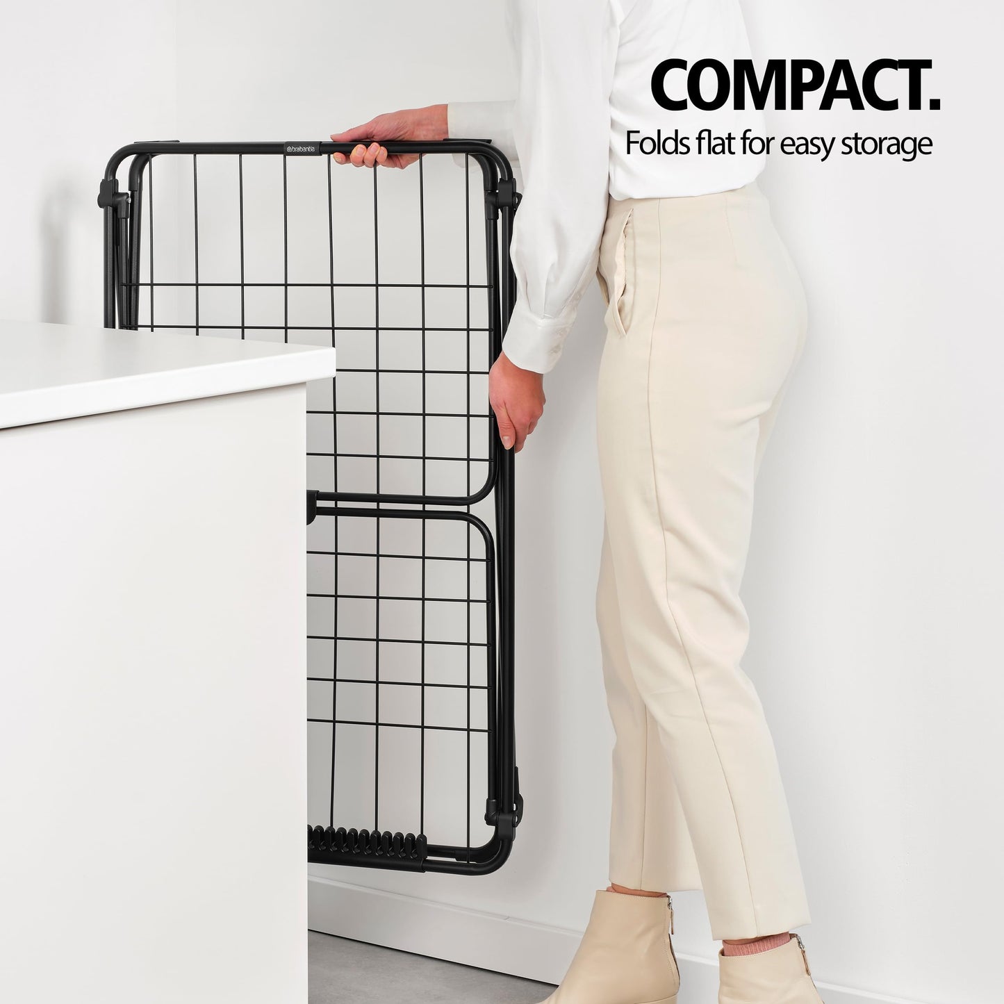 Brabantia HangOn Clothes Drying Rack | 72ft (22m) | White | Large Indoor Clothes Airer, Foldable Laundry Stand for Large & Small Items, Wide Lines for Towels & Bedding | Fits 2 Full Loads