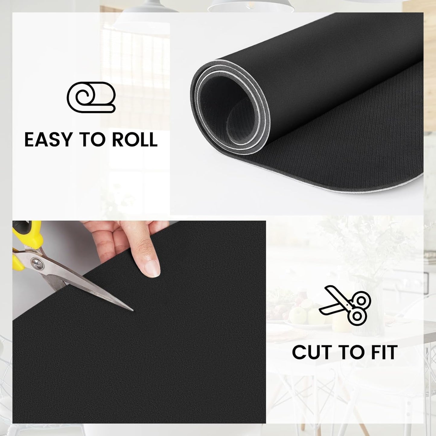 WISELIFE Dish Drying Mat - Super Absorbent Kitchen Counter Mat | Easy Clean, 15"x18", Classic Black