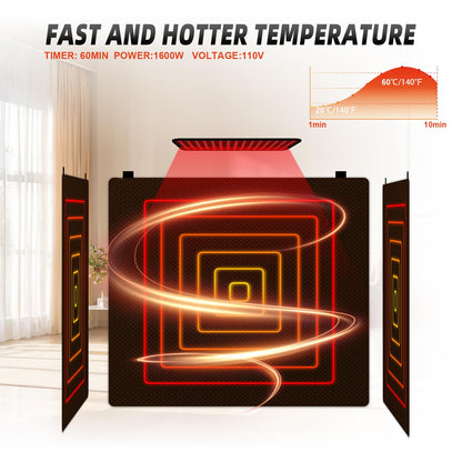 iDOTODO 2 Person Infrared Sauna Box, Portable Infrared Sauna for Home, Personal Infrared Saunas with Red Light Threapy, Remote Control, Upgraded Comfortable Chair