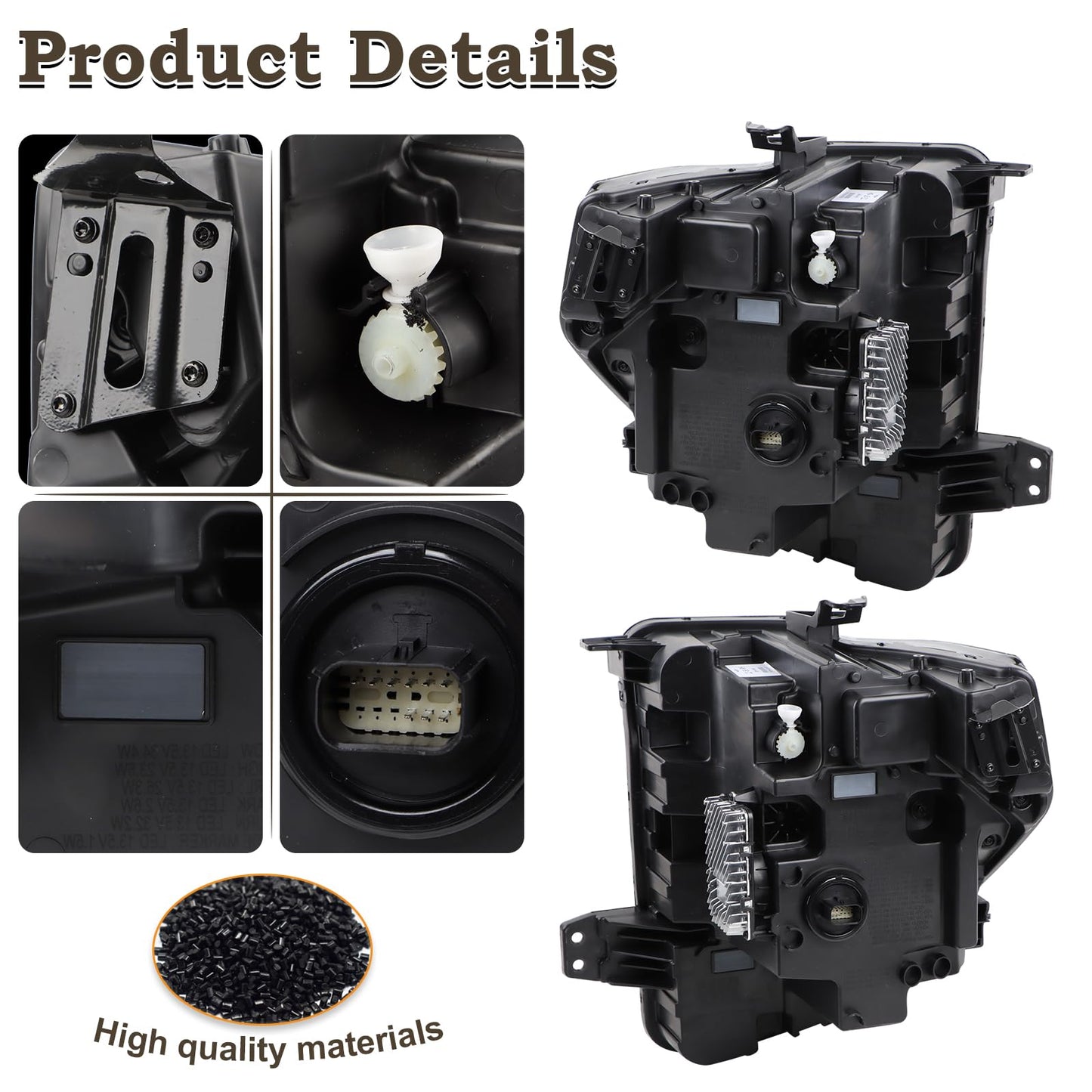 KAMDKI A Pair Black Trim LED Headlight Fit for 2022 2023 2024 GMC Sierra 1500 SLT/Denali Headlamp Assembly Left Driver and Right Passenger Side W/Module 85543193 85543194 85604121 85604122