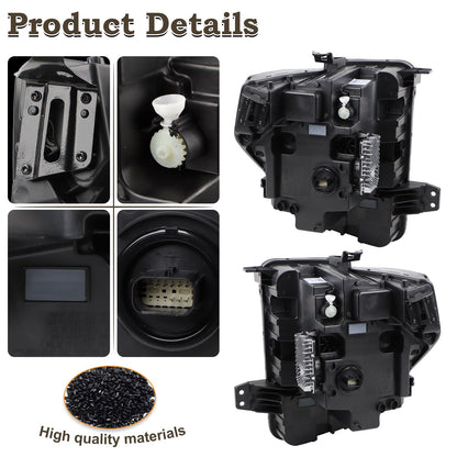 KAMDKI A Pair Black Trim LED Headlight Fit for 2022 2023 2024 GMC Sierra 1500 SLT/Denali Headlamp Assembly Left Driver and Right Passenger Side W/Module 85543193 85543194 85604121 85604122