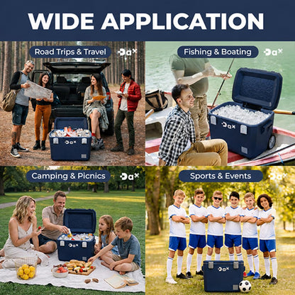 DA Ultra-Light 60 QT Hard Cooler with Wheels and Telescopic Handle, Keep Cold Up to 5 Days, 30% Lighter Than Rotomolded, Coolers Ice Chest for Camping, Tailgating, Beach (60QT Dark Blue)